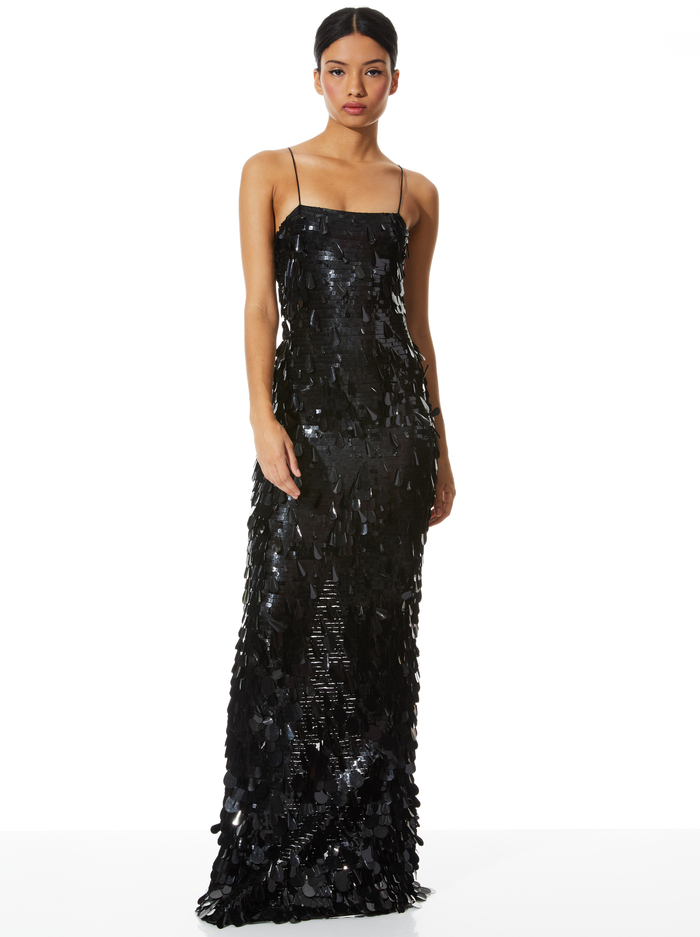 FIFI SEQUIN EMBELLISHED MAXI DRESS - BLACK - Alice And Olivia