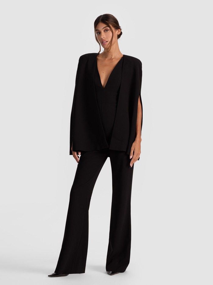 NOVA CAPE JUMPSUIT - BLACK - Alice And Olivia