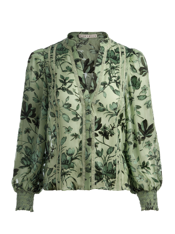 ARLETTE BLOUSE - MYSTIC GARDEN SAGE image 5 - ALICE + OLIVIA