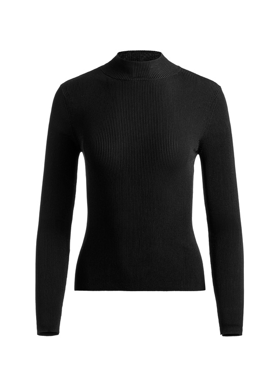 BLACK-ROBERTA RIBBED TURTLENECK