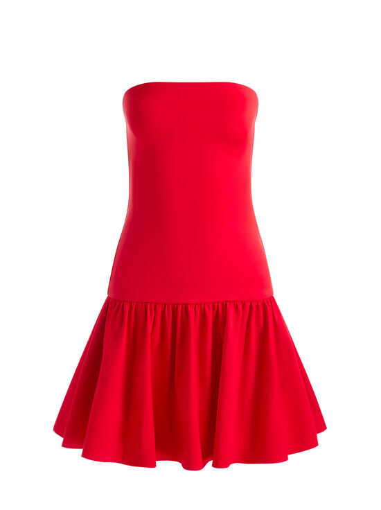 BRIGHT RUBY-ORIANA DROP WAIST MINI DRESS