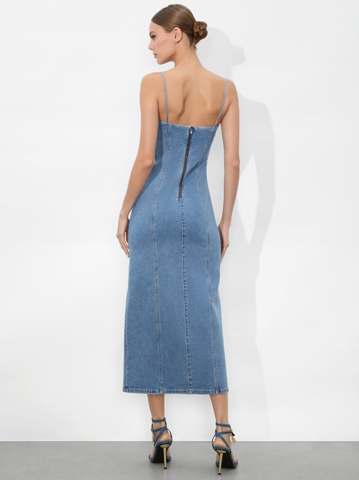 NAKISHA MIDI DRESS - AUBREY BLUE image 2 - Alice And Olivia