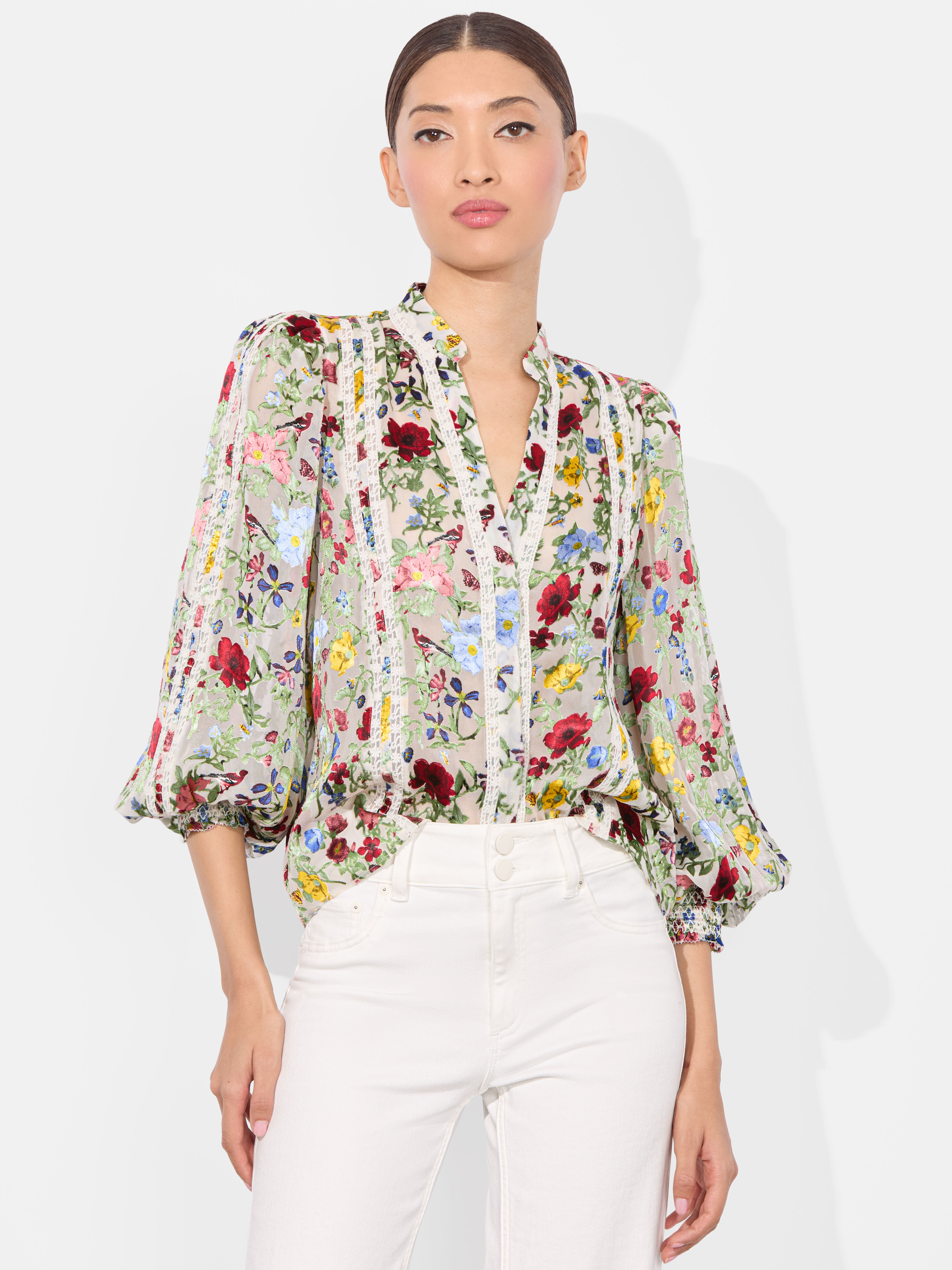 Eloise Button Down In Flower Shop | Alice + Olivia