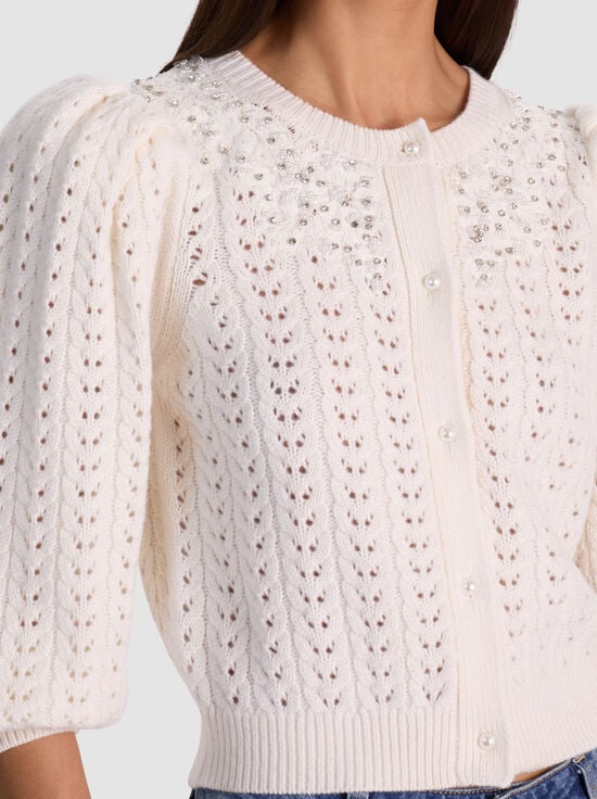 SOFT WHITE-DORIS EMBELLISHED CARDIGAN