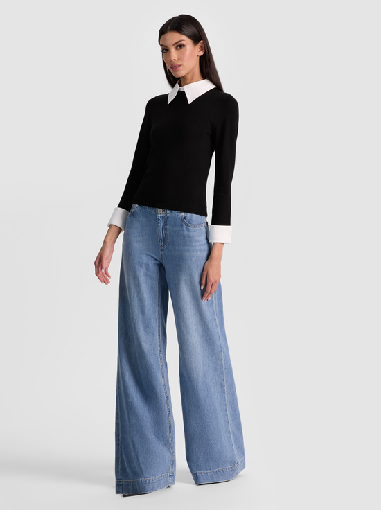 BLACK-PORLA COLLARED SWEATER