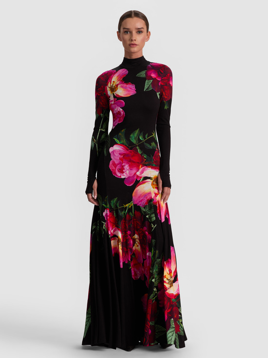 EMPRESS BLOOM BLACK-AUGUSTA OPEN BACK MAXI DRESS