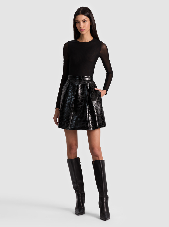 CHARA VEGAN MINI DRESS - BLACK image 4 - Alice And Olivia