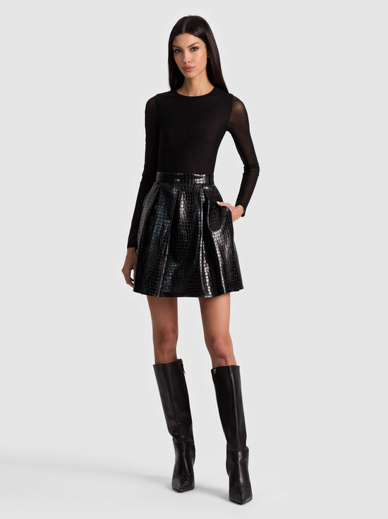 BLACK-CHARA VEGAN MINI DRESS