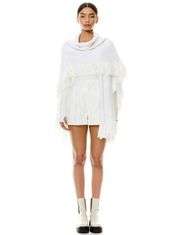 BETSY PONCHO WITH FRINGE - SOFT WHITE image 2 - Alice And Olivia