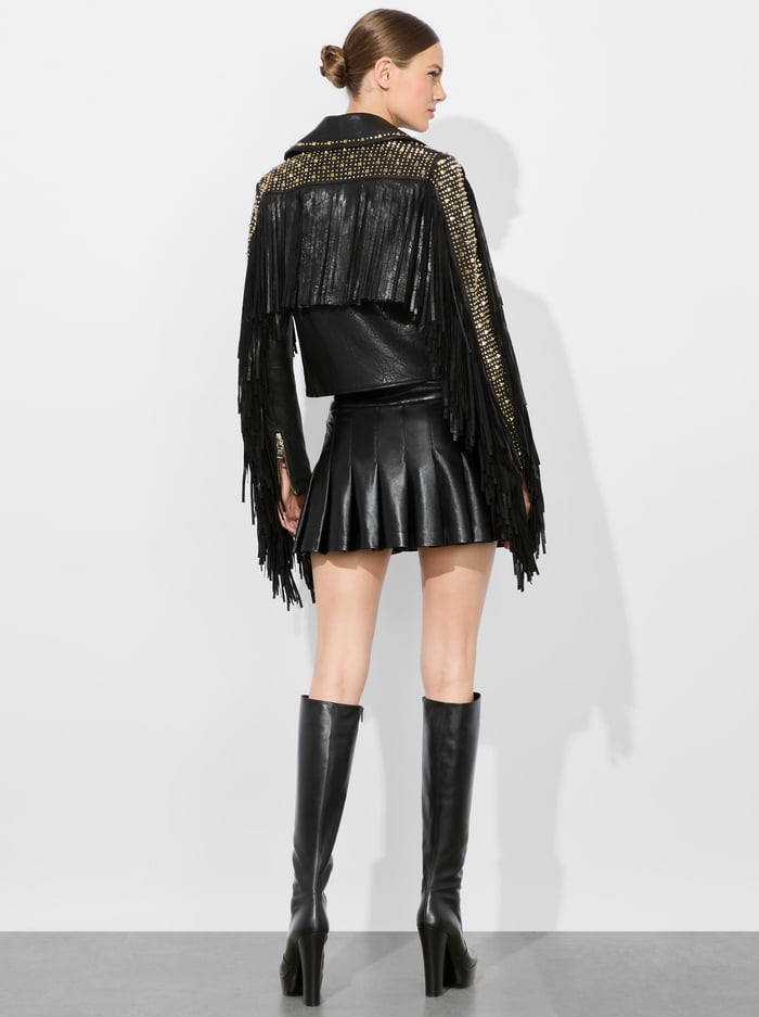 CODY FRINGE LEATHER JACKET - BLACK image 3 - Alice And Olivia