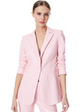 BREANN VEGAN LEATHER FITTED BLAZER - PETAL