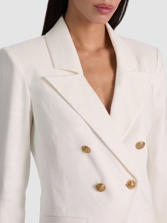 OFF WHITE-SABLE LINEN CROPPED BLAZER
