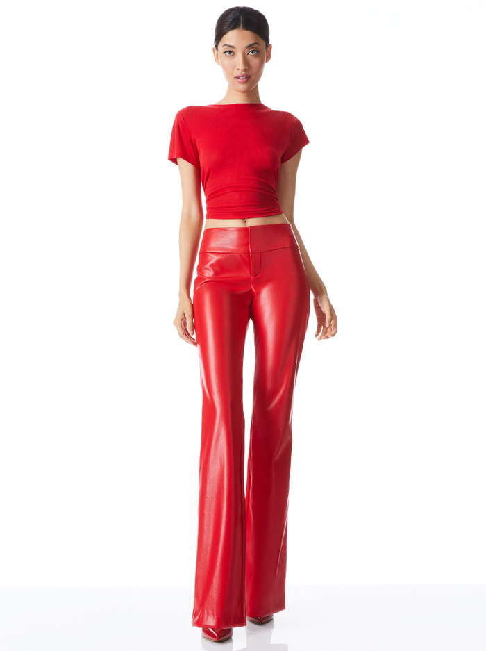 OLIVIA VEGAN LEATHER BOOTCUT PANT - PERFECT RUBY image 2 - Alice And Olivia