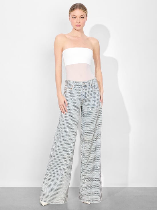 OFF WHITE-BANDEAU STRAPLESS BODYSUIT