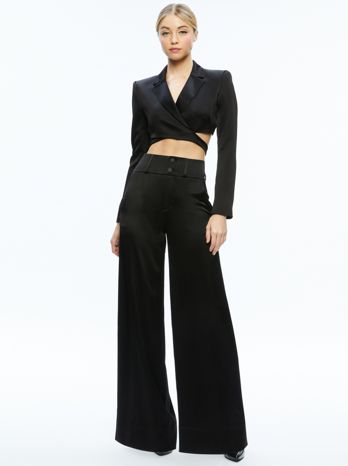 LEONE CROPPED WRAP BLAZER - BLACK image 2 - Alice And Olivia