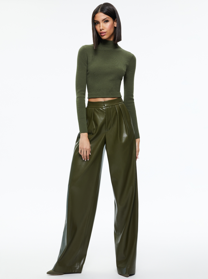 SENAIDA CROPPED MOCK NECK PULLOVER - OLIVE image 4 - Alice And Olivia
