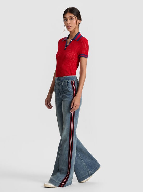 BRIGHT RUBY/INDIGO-MARTHA POINTELLE POLO