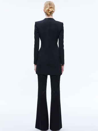 BLACK-LUCIEN CURVED V-NECK FITTED BLAZER