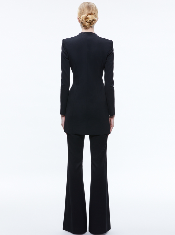 LUCIEN CURVED V-NECK FITTED BLAZER - BLACK image 1 - Alice And Olivia