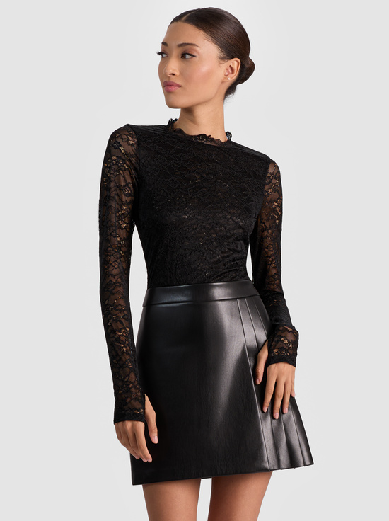 BLACK-CHARA LACE MINI DRESS