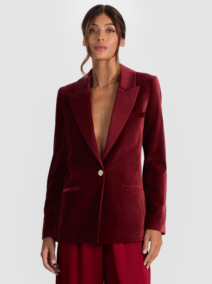 SILAS VELVET BLAZER - OXBLOOD - Alice And Olivia