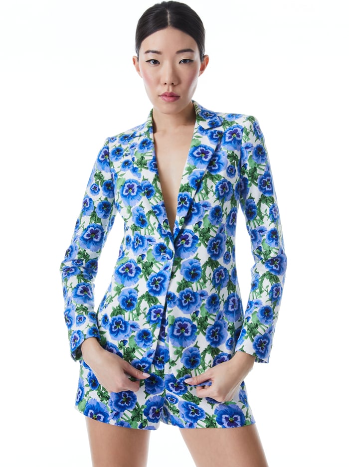 MACEY NOTCH COLLAR FITTED BLAZER - PERFECT PANSY MULTI - Alice And Olivia