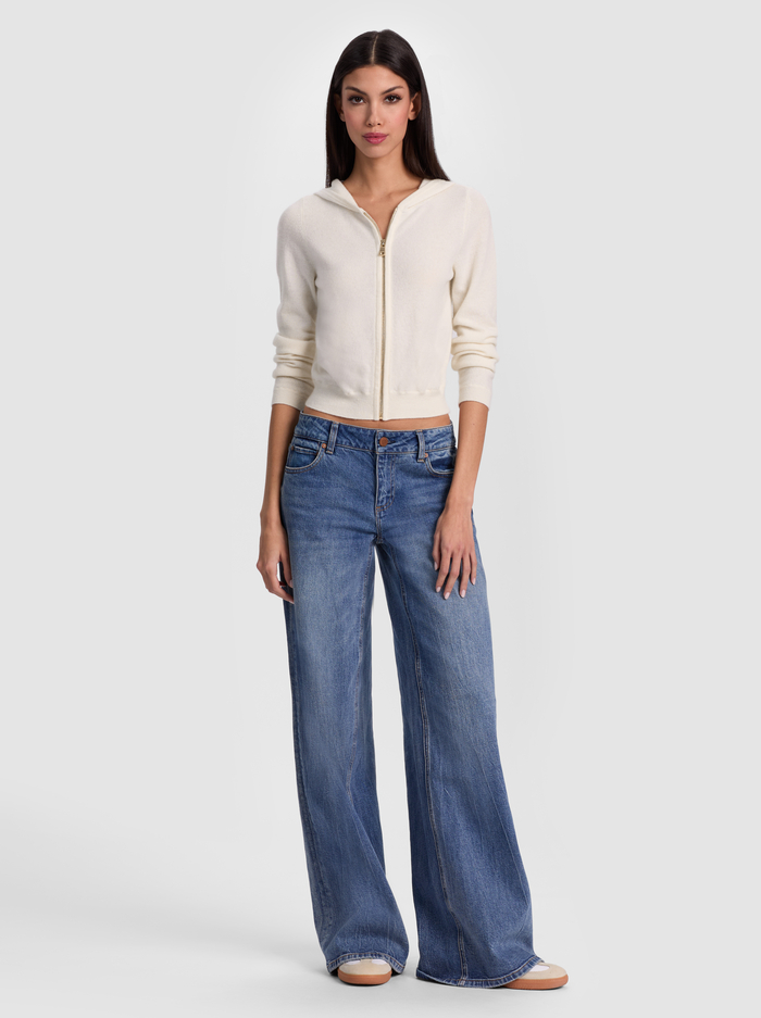 DOLLIE CASHMERE ZIP-UP HOODIE - ECRU image 1 - ALICE + OLIVIA