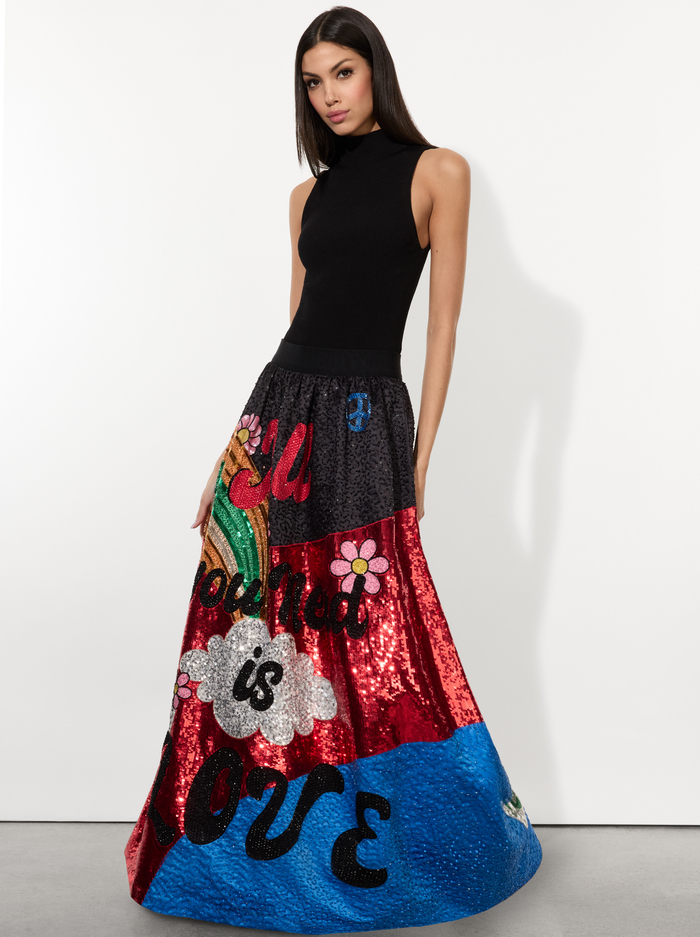 A+O X THE BEATLES TINA BALLGOWN SKIRT - ALL YOU NEED IS LOVE image 6 - Alice And Olivia
