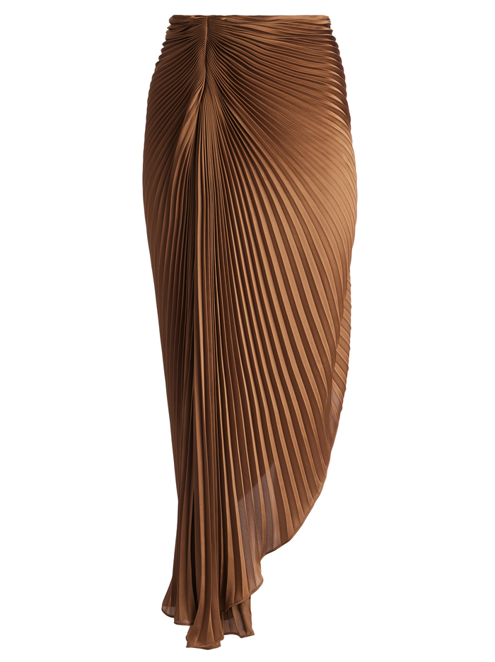 ODELIA ASYMMETRICAL PLEATED MAXI SKIRT - CAMEL image 5 - Alice And Olivia
