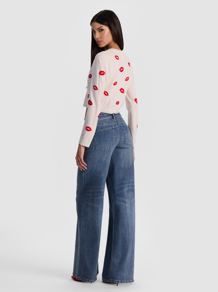 DARODA LIP CARDIGAN - SOFT WHITE MULTI image 3 - ALICE + OLIVIA