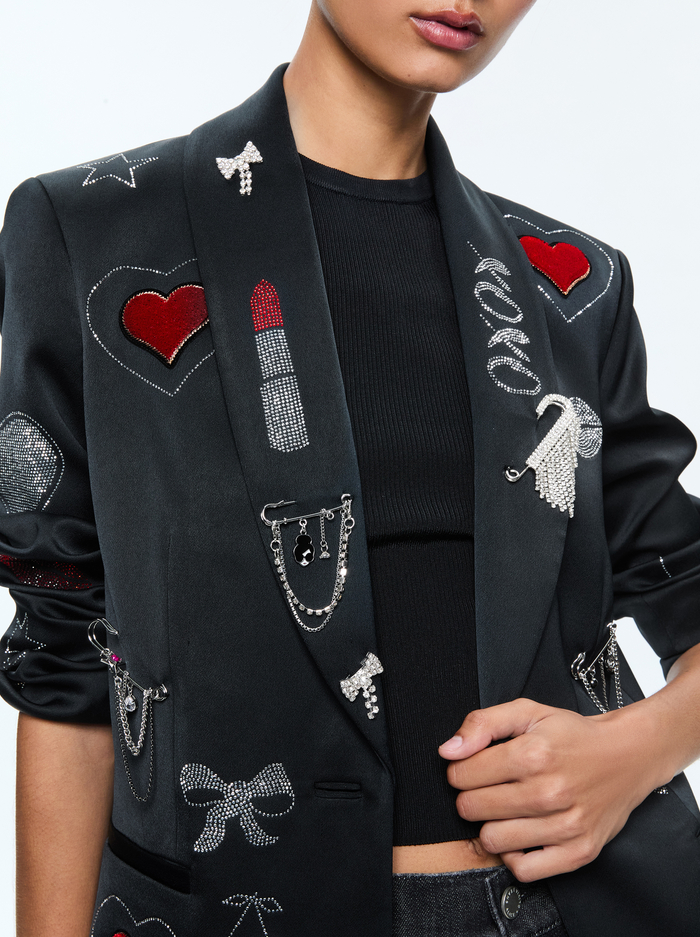 IVAN EMBELLISHED BLAZER - BLACK/SILVER image 1 - Alice And Olivia