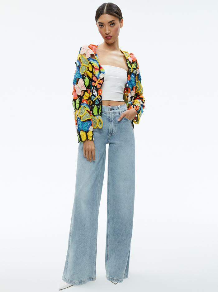 FAWN BUTTERFLY CROCHET CARDIGAN - MULTI image 1 - Alice And Olivia