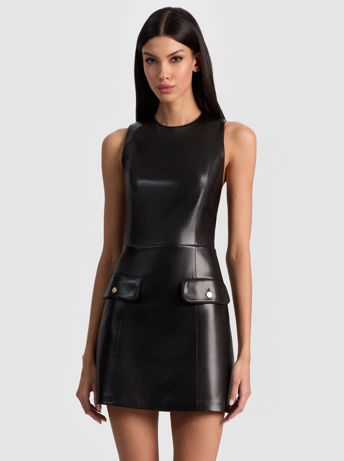MARCELLA VEGAN MINI DRESS - BLACK image 3 - ALICE + OLIVIA