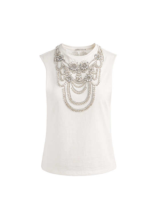 OFF WHITE-DEDE EMBELLISHED TANK