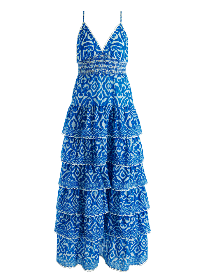 IMOGENE TIERED MAXI DRESS - ARTISAN IKAT FRENCH BLUE image 6 - Alice And Olivia