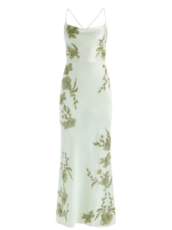 GREEN LILY-MONTANA EMBELLISHED MAXI SLIP DRESS