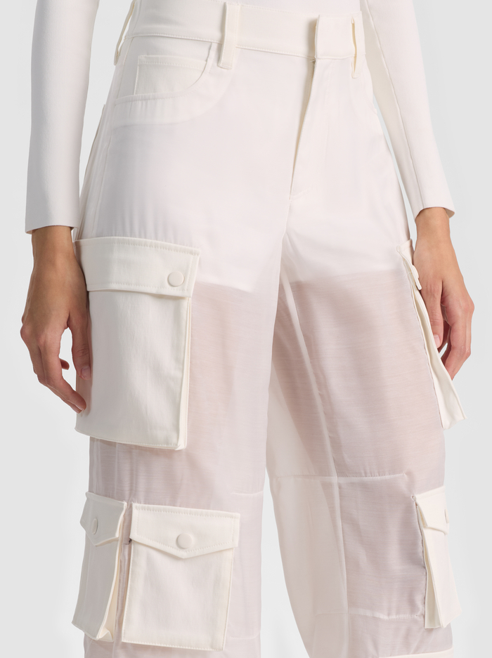 OLYMPIA SHEER COMBO CARGO PANT - OFF WHITE image 3 - ALICE + OLIVIA