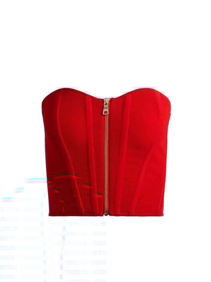 TASHA ZIP FRONT CORSET - PERFECT RUBY image 5 - Alice And Olivia