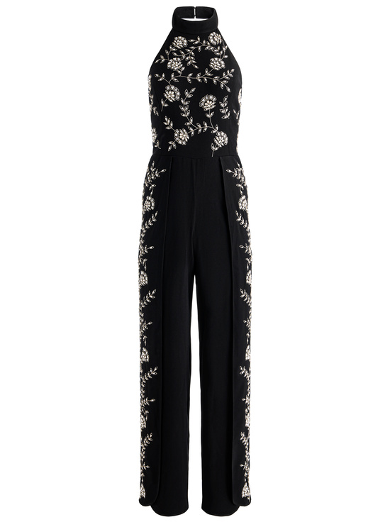 BLACK/MULTI-GATZ EMBELLISHED JUMPSUIT