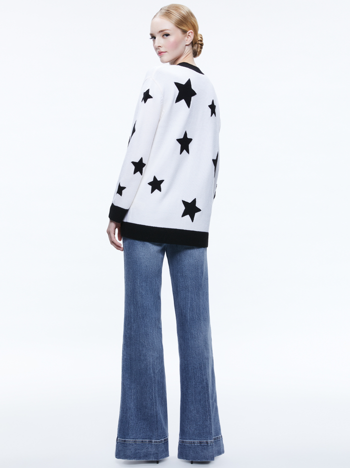 BRADFORD NOVELTY BUTTONS CARDIGAN - SOFT WHITE/BLACK image 1 - Alice And Olivia