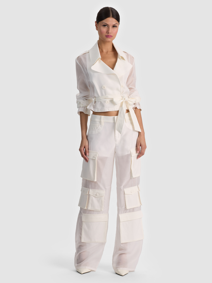KEITH SHEER COMBO CROPPED TRENCH - OFF WHITE image 4 - ALICE + OLIVIA