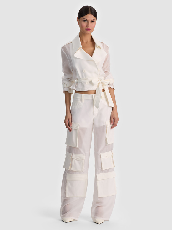 OFF WHITE-KEITH SHEER COMBO CROPPED TRENCH