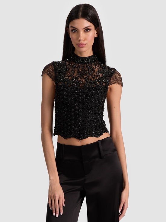 BLACK-PRIA EMBELLISHED TOP