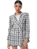 JUSTIN TWEED EMBELLISHED BLAZER - BLACK/OFF WHITE