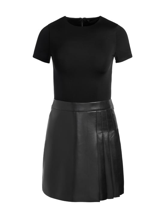 BLACK-CHARA VEGAN MINI DRESS