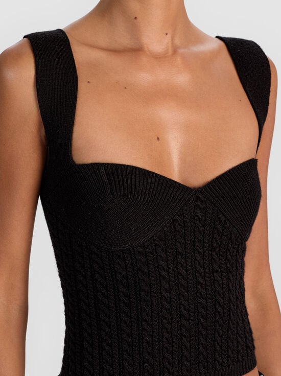 BLACK-ADRIANNA KNIT CORSET