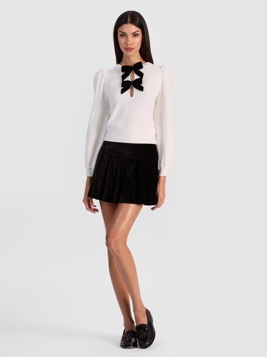 SOFT WHITE/BLACK-DORIS POINTELLE PULLOVER