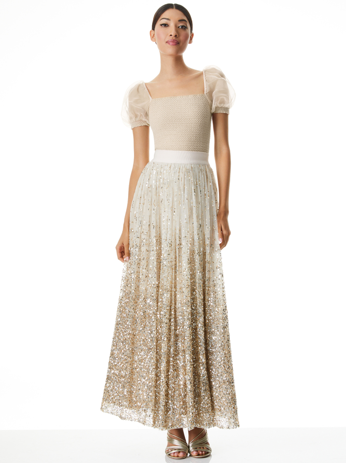 CATRINA SEQUIN GOWN SKIRT - SESAME/MULTI image 2 - Alice And Olivia