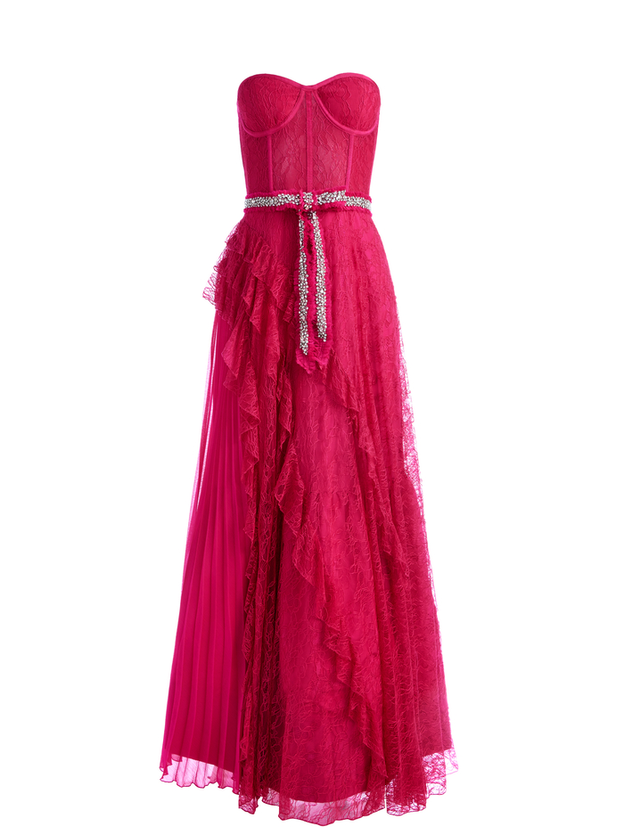 BREE RUFFLE PLEATED BALLGOWN - RASPBERRY image 5 - Alice And Olivia