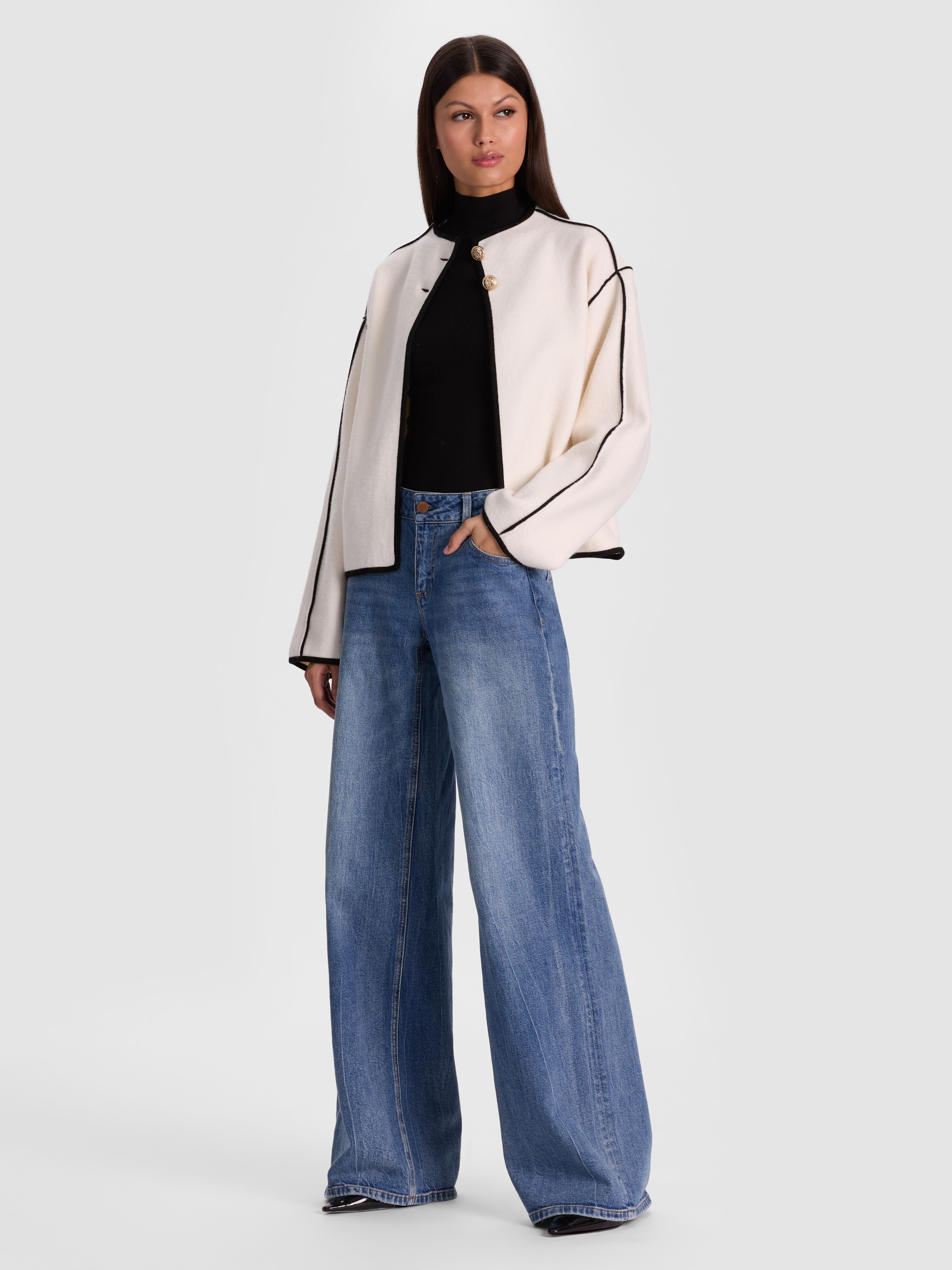 Jeff Oversized Denim Jacket In Light Indigo Bleached Stripe